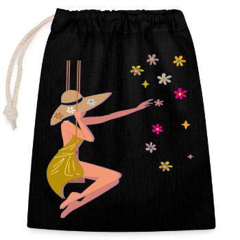 Spring - Closable cotton gift bag (25x30cm) - black - Front