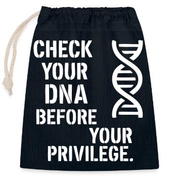 Check your DNA - Verschließbarer Geschenkbeutel aus Baumwolle (25x30cm) - Navy - Vorne