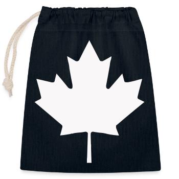 Silhouette de la feuille du Canada - Sac cadeau en coton avec cordon (25 x 30 cm) - bleu marine - Devant