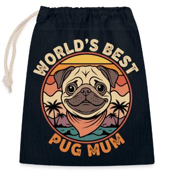 Weltbeste Pug Mum - Verschließbarer Geschenkbeutel aus Baumwolle (25x30cm) - Navy - Vorne