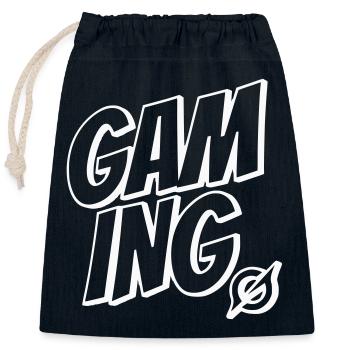 Gaming Schriftzug - Verschließbarer Geschenkbeutel aus Baumwolle (25x30cm) - Navy - Vorne