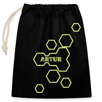 Artur comme nom - Sac cadeau en coton avec cordon (25 x 30 cm) - noir - Devant