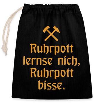 Ruhrpott lernse nich, Ruhrpott bisse. - Zollverein - Sac cadeau en coton avec cordon (25 x 30 cm) - noir - Devant