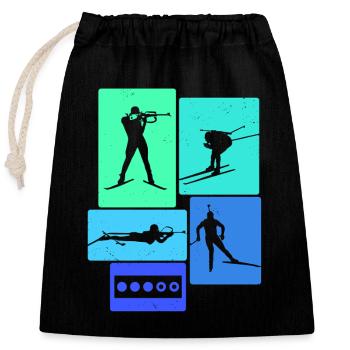 Biathlon Retro Biathlete - Closable cotton gift bag (25x30cm) - black - Front