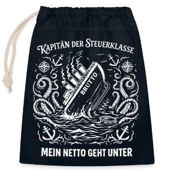 Capitaine de la classe taxe - Sac cadeau en coton avec cordon (25 x 30 cm) - bleu marine - Devant