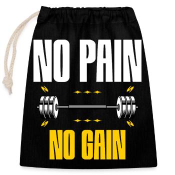 Pas de douleur, pas de gain – Motivation à la salle de sport - Sac cadeau en coton avec cordon (25 x 30 cm) - noir - Devant