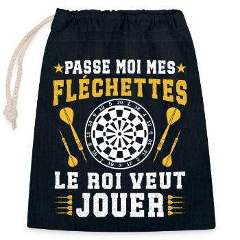 Passe Moi Les fléchettes Le Roi Veut Jouer - Sac cadeau en coton avec cordon (25 x 30 cm) - bleu marine - Devant