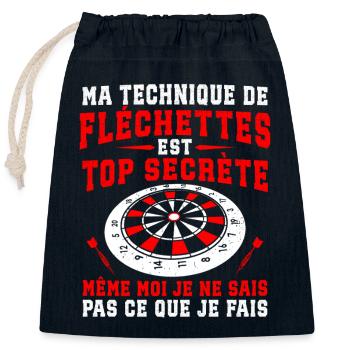 ma technique de fléchettes  - Sac cadeau en coton avec cordon (25 x 30 cm) - bleu marine - Devant