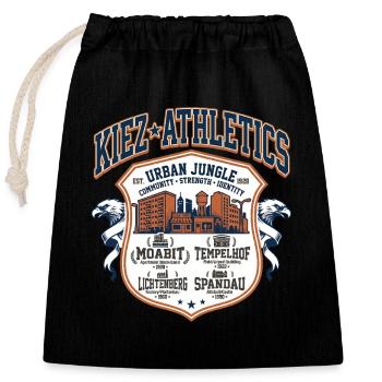 Kiez Athletics - Verschließbarer Geschenkbeutel aus Baumwolle (25x30cm) - Schwarz - Vorne