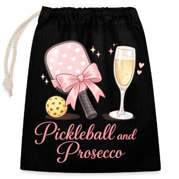 Pickleball and Prosecco flair - Closable cotton gift bag (25x30cm) - black - Front