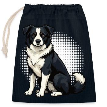 Border Collie Propriétaire Collie Amant de Collie - Sac cadeau en coton avec cordon (25 x 30 cm) - bleu marine - Devant