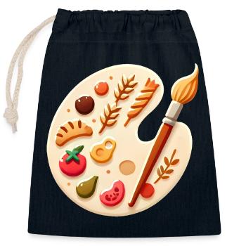 Kulinarische Palette Food Art auf Leinwand - Verschließbarer Geschenkbeutel aus Baumwolle (25x30cm) - Navy - Vorne