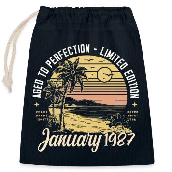 1987 Geburtstag Januar 1987 - Geschenk Januar 1987 - Verschließbarer Geschenkbeutel aus Baumwolle (25x30cm) - Navy - Vorne