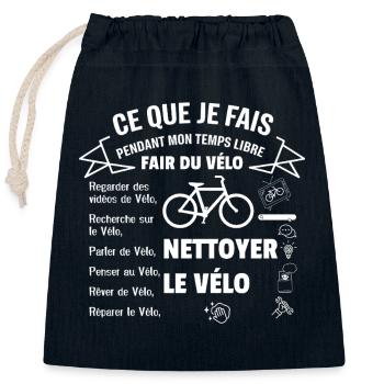 Ce que je fais pendant mon temps libre : Vélo - Sac cadeau en coton avec cordon (25 x 30 cm) - bleu marine - Devant