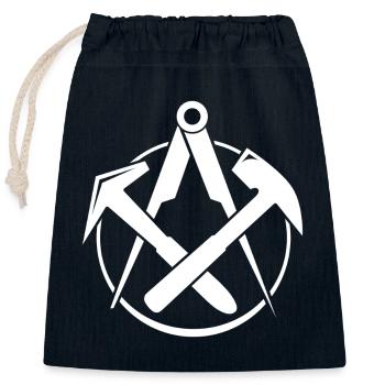 Dachdecker-Logo - Weiss - Verschließbarer Geschenkbeutel aus Baumwolle (25x30cm) - Navy - Vorne