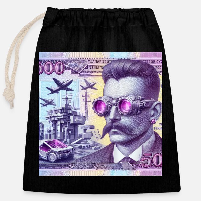 cyber note aviator - Sac cadeau en coton avec cordon (25 x 30 cm) - noir