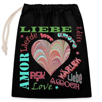 Amour Multilingue E 106 - Sac cadeau en coton avec cordon (25 x 30 cm) - noir - Devant