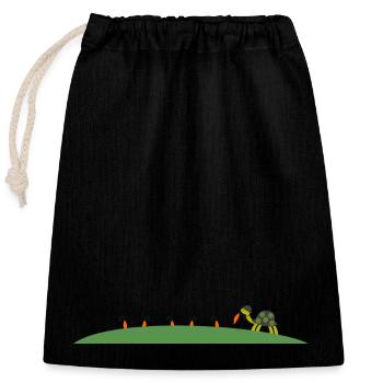 Conception de tortue - Sac cadeau en coton avec cordon (25 x 30 cm) - noir - Devant
