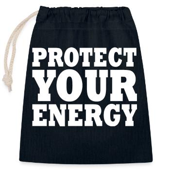 Protect your energy - Closable cotton gift bag (25x30cm) - navy - Front