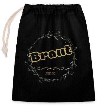 Braut - Verschließbarer Geschenkbeutel aus Baumwolle (25x30cm) - Schwarz - Vorne