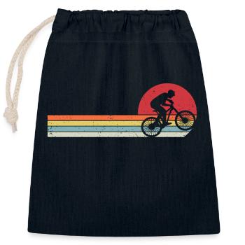 vélo de montagne retro mtb t-shirt vtt - Sac cadeau en coton avec cordon (25 x 30 cm) - bleu marine - Devant