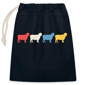Retro Sheep Sheep T-Shirt - Closable cotton gift bag (25x30cm) - navy - Front