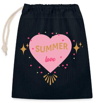 Sommerliebe, Liebe zum Sommer, Urlaub - Verschließbarer Geschenkbeutel aus Baumwolle (25x30cm) - Navy - Vorne