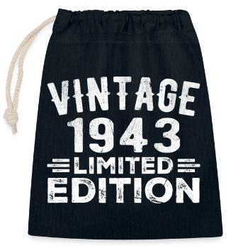 Year of birth 1943 Year of birth 1943 vintage - Closable cotton gift bag (25x30cm) - navy - Front
