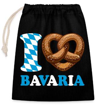 J’aime le bretzel de Bavière - Coeur - Dire - Sac cadeau en coton avec cordon (25 x 30 cm) - noir - Devant