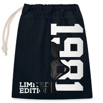 LIMITED EDITION 1981 45TH BIRTHDAY - Closable cotton gift bag (25x30cm) - navy - Front