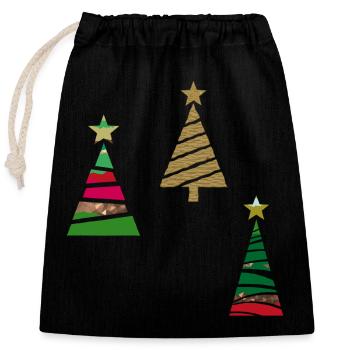 Sapins de Noël - Sac cadeau en coton avec cordon (25 x 30 cm) - noir - Devant