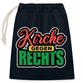 Kirche Gegen Rechts - Gegen Rechts, gegen Hetze - Verschließbarer Geschenkbeutel aus Baumwolle (25x30cm) - Navy - Vorne