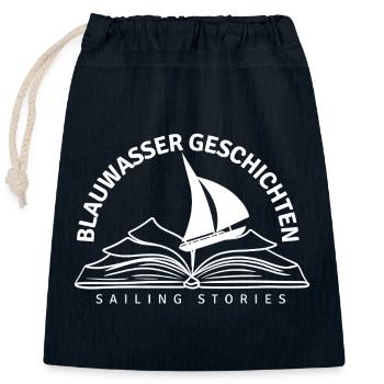 Blue Water Stories Logo - Closable cotton gift bag (25x30cm) - navy - Front