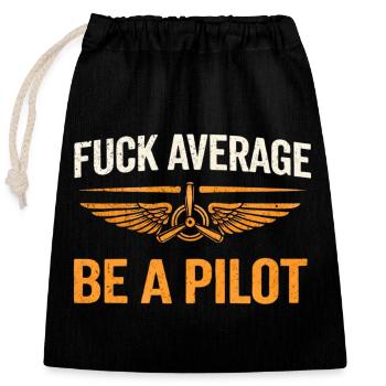 Pilote fier – voler avec passion - Sac cadeau en coton avec cordon (25 x 30 cm) - noir - Devant