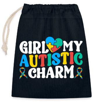 Funny Autism Neurodiversity Autistic - Closable cotton gift bag (25x30cm) - navy - Front