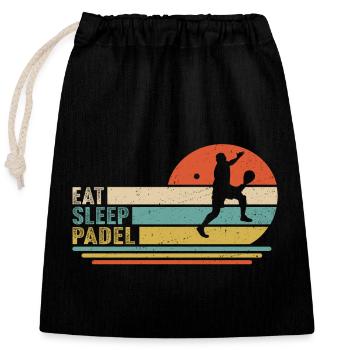 Manger Dormir Padel - Sac cadeau en coton avec cordon (25 x 30 cm) - noir - Devant