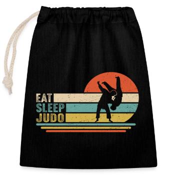 Manger Dormir judo - Sac cadeau en coton avec cordon (25 x 30 cm) - noir - Devant