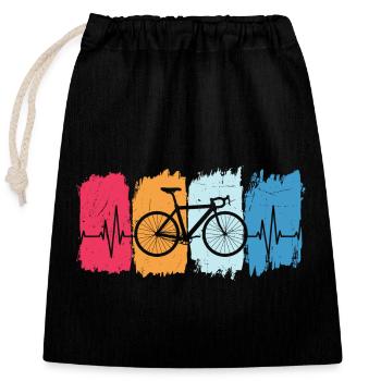 vélo rétro battement de cœur cycliste cycliste - Sac cadeau en coton avec cordon (25 x 30 cm) - noir - Devant