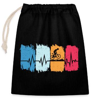 VTT rétro heartbeat VTT - Sac cadeau en coton avec cordon (25 x 30 cm) - noir - Devant