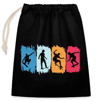 Retro Skater skateboard t-shirt skater - Verschließbarer Geschenkbeutel aus Baumwolle (25x30cm) - Schwarz - Vorne