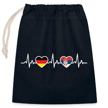 Serbie Allemagne Battement de cœur Drapeau Serbe - Sac cadeau en coton avec cordon (25 x 30 cm) - bleu marine - Devant