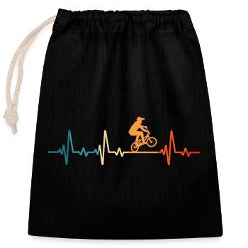 BMX rider heartbeat BMX bike - Closable cotton gift bag (25x30cm) - black - Front