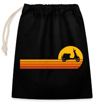 Motorroller Sunrise rollerfahren scooter moped - Verschließbarer Geschenkbeutel aus Baumwolle (25x30cm) - Schwarz - Vorne