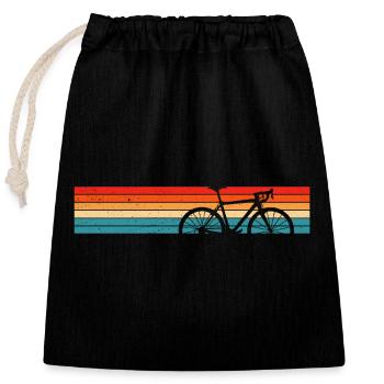 Vélo Rétro Cycliste Cyclisme - Sac cadeau en coton avec cordon (25 x 30 cm) - noir - Devant