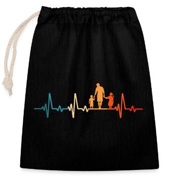 Father and daughter son retro daughter and son - Closable cotton gift bag (25x30cm) - black - Front