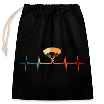 Parachutiste rétro Heartbeat Parachutisme - Sac cadeau en coton avec cordon (25 x 30 cm) - noir - Devant
