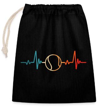 Tennis Heartbeat Tennis Rackets Tennis Game - Closable cotton gift bag (25x30cm) - black - Front