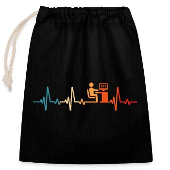 Programmierer Retro Herzschlag Informatiker code - Verschließbarer Geschenkbeutel aus Baumwolle (25x30cm) - Schwarz - Vorne