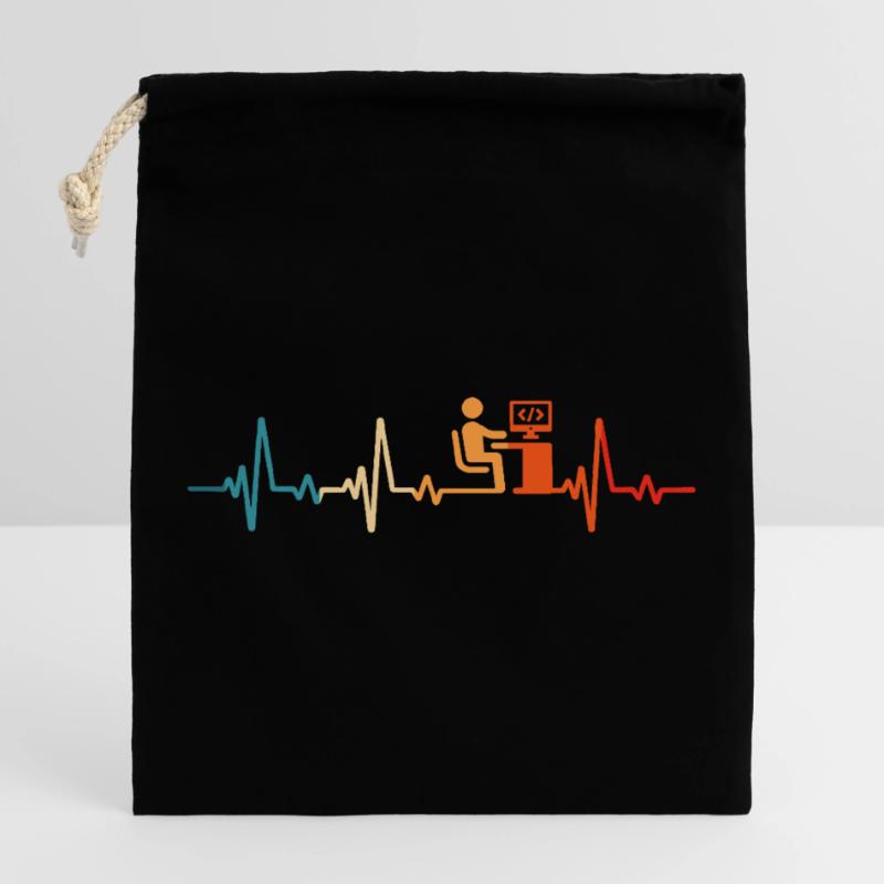 Programmierer Retro Herzschlag Informatiker code Verschließbarer Geschenkbeutel aus Baumwolle (25x30cm)