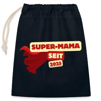Super-Mama Seit 2025 Heldin - Verschließbarer Geschenkbeutel aus Baumwolle (25x30cm) - Navy - Vorne